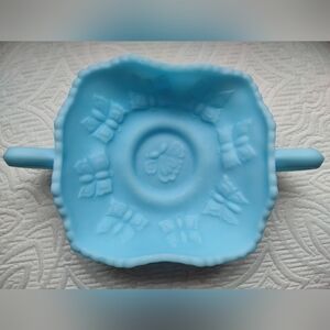 Vintage Fenton Satin Blue Butterfly Dish